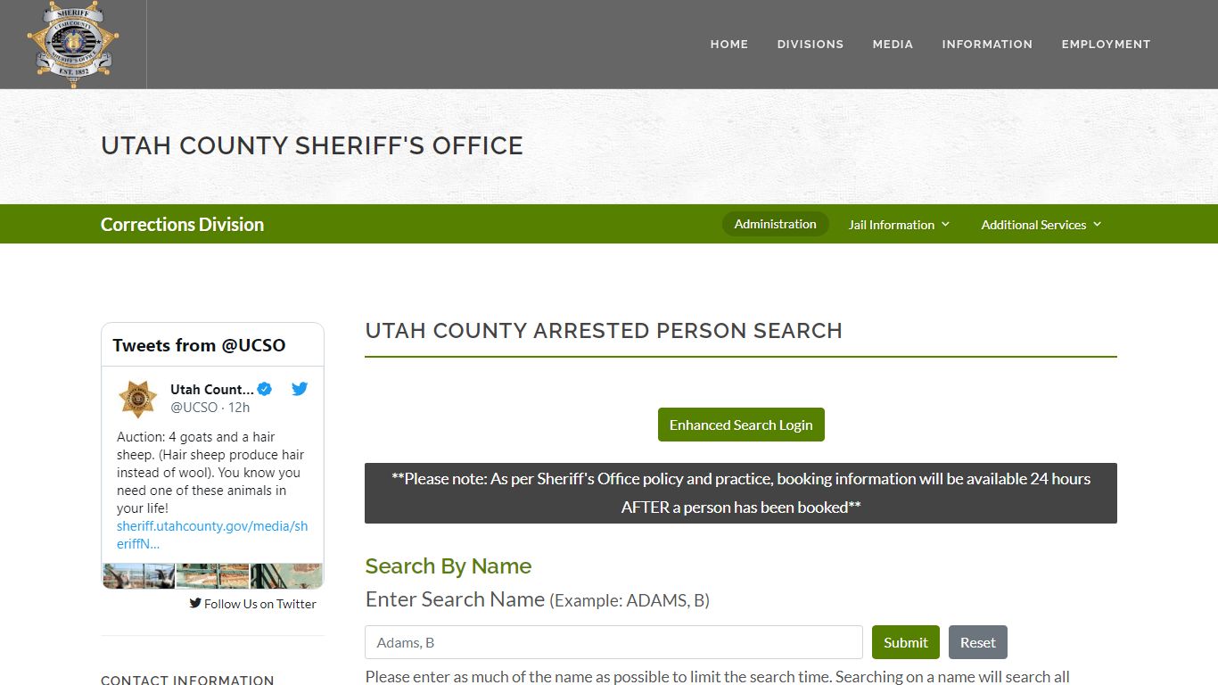 Utah County Sheriff's Office Inmate Search